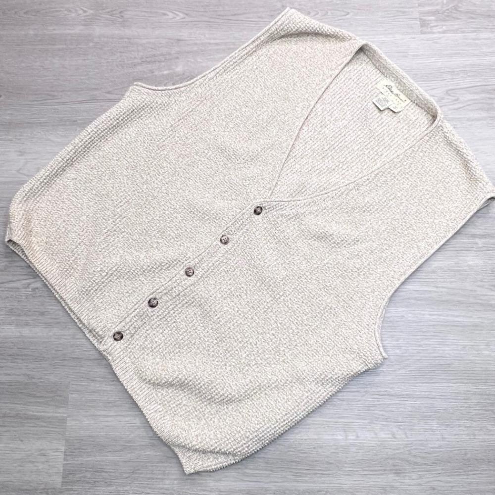 Vtg. Eddie Bauer Mens XL Beige Cotton Button Front Sweater Vest Made in USA E694